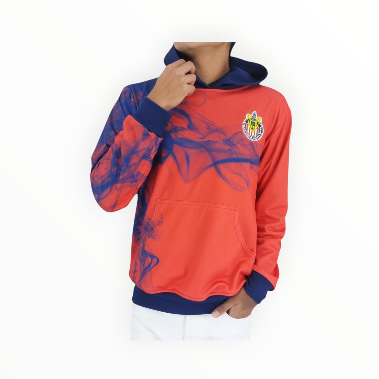 Sudadera Con Gorro Sin Cremallera Chivas Del Guadalajara Humo Rojo