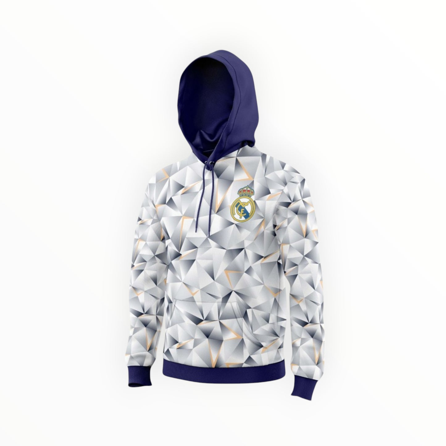 Sudadera Con Gorro Sin Cierre Club Real Madrid Tridimensional Blanco