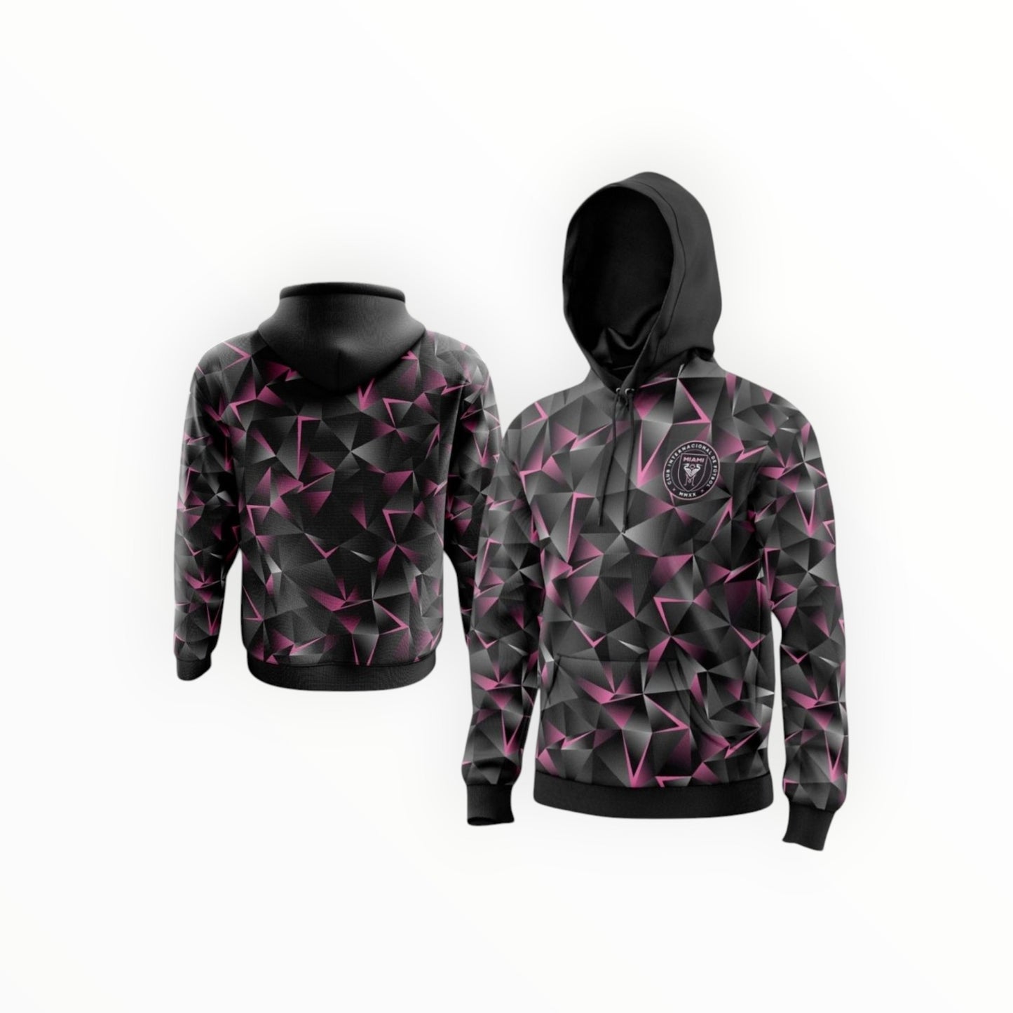 Sudadera Con Gorro Sin Cierre Club Inter Miami Tridimensional Negro