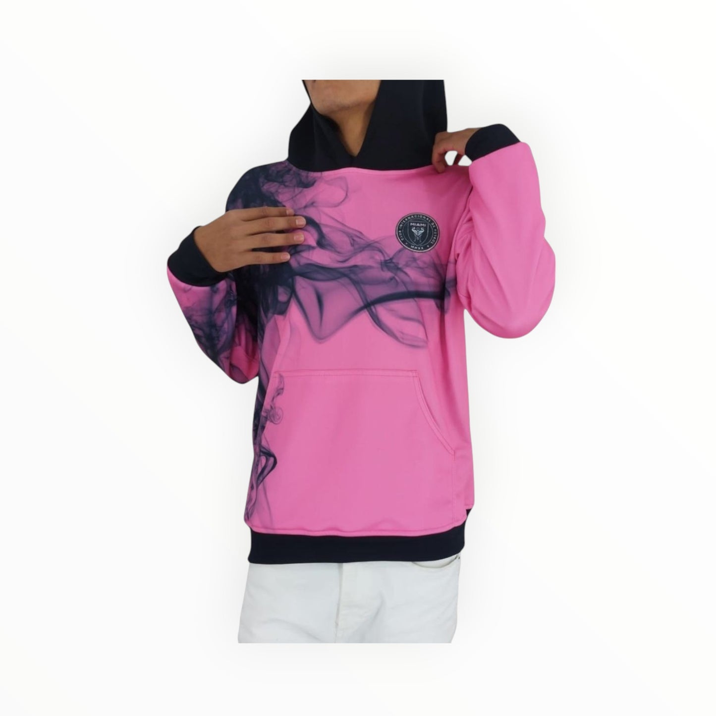 Sudadera Con Gorro Sin Cremallera Club Inter Miami Humo Rosa