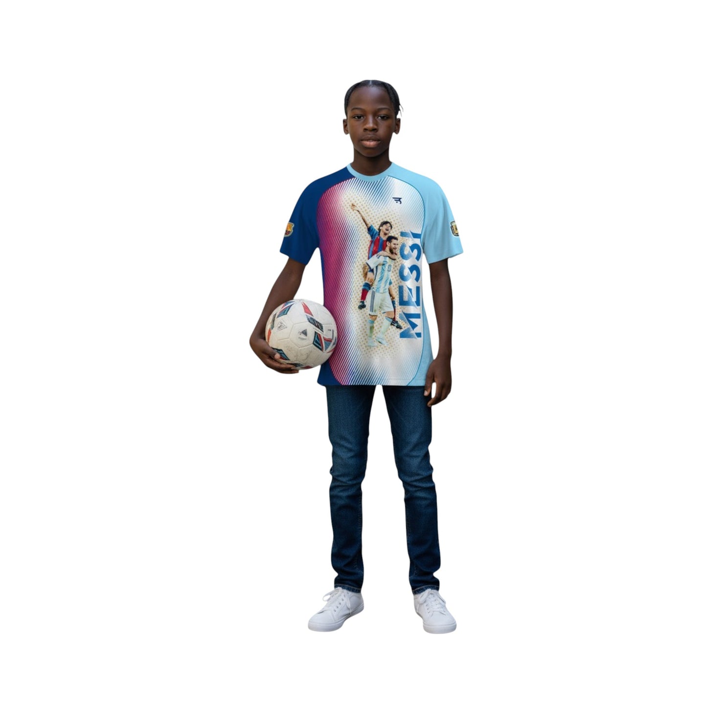 Jersey Playera Messi Barça Argentina Full Print Fútbol Hombre Gym
