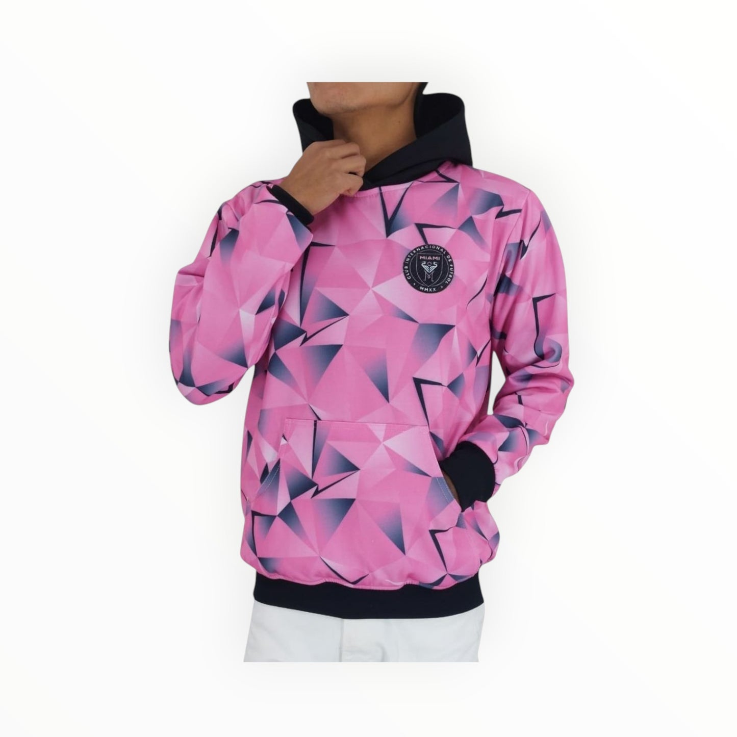 Sudadera Con Gorro Sin Cierre Club Inter Miami Tridimensional Rosa