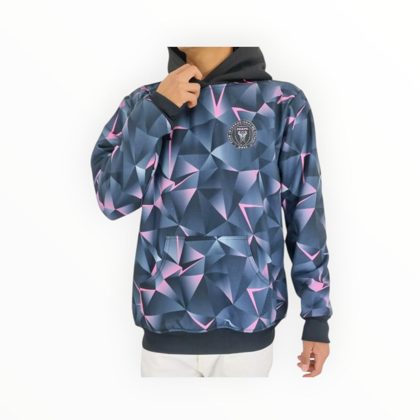 Sudadera Con Gorro Sin Cierre Club Inter Miami Tridimensional Negro