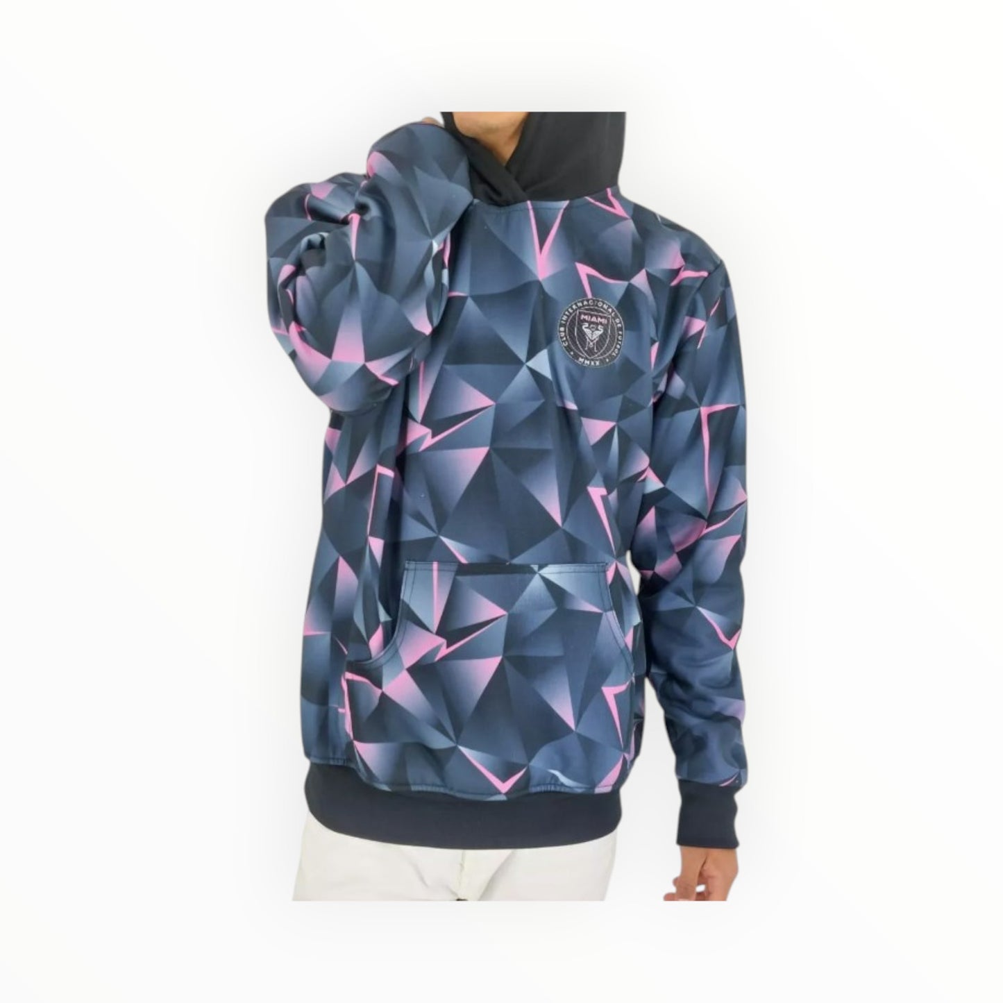 Sudadera Con Gorro Sin Cierre Club Inter Miami Tridimensional Negro