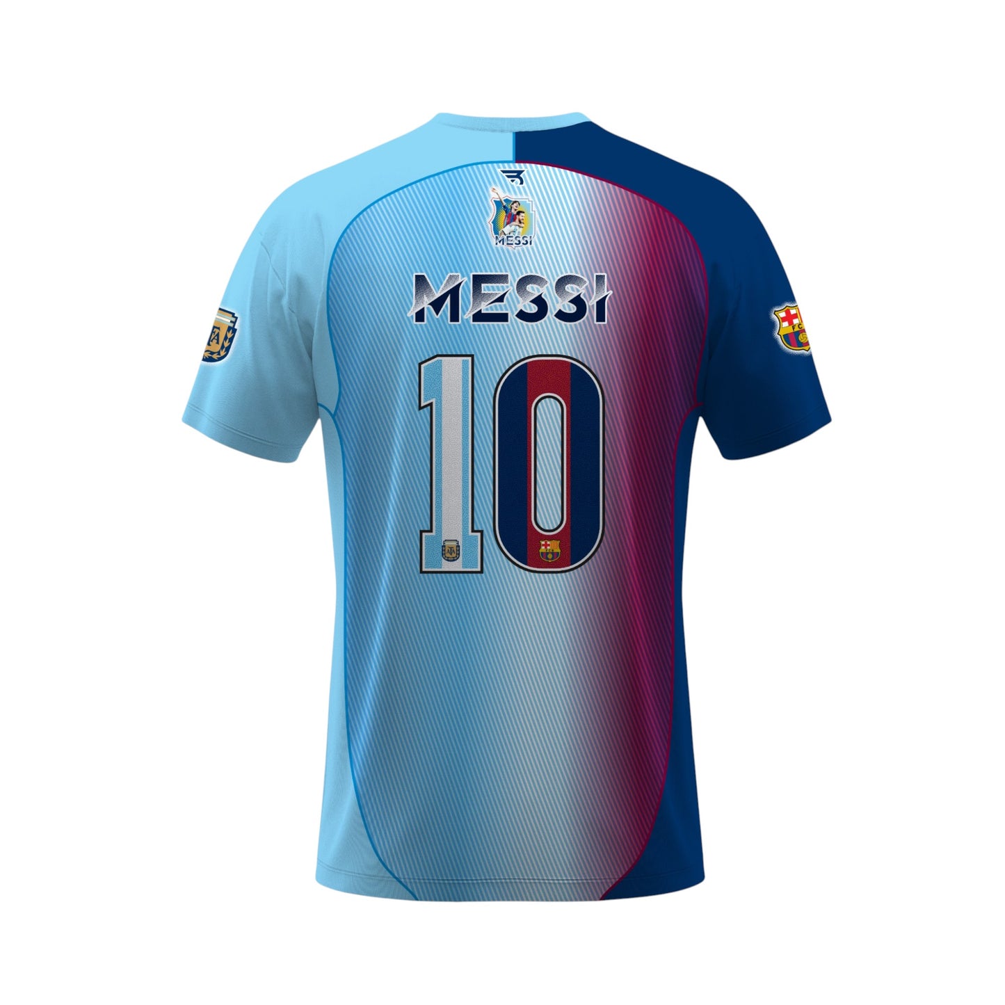 Jersey Playera Messi Barça Argentina Full Print Fútbol Hombre Gym
