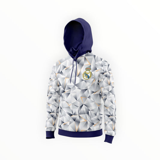Sudadera Con Gorro Sin Cierre Club Real Madrid Tridimensional Blanco