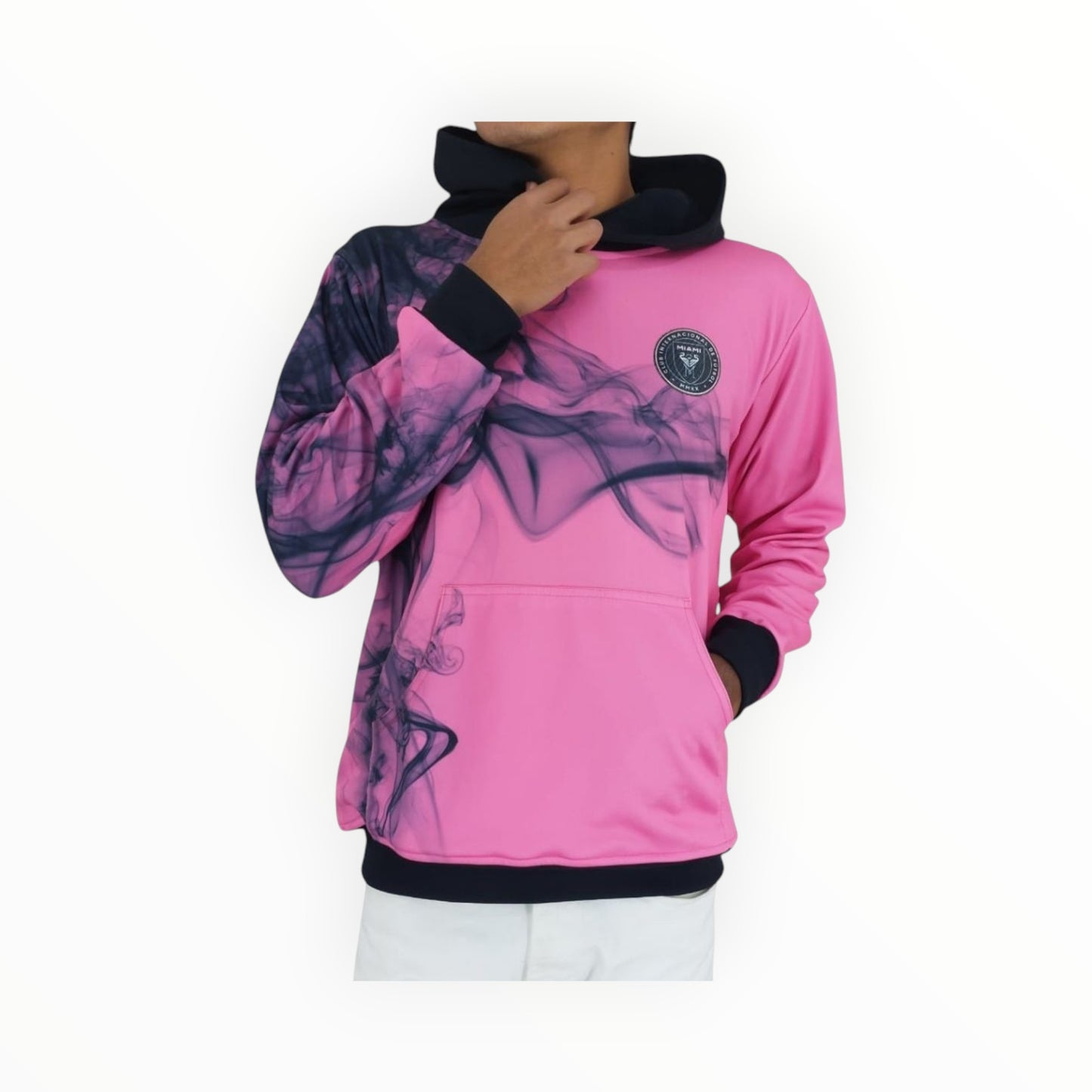 Sudadera Con Gorro Sin Cremallera Club Inter Miami Humo Rosa