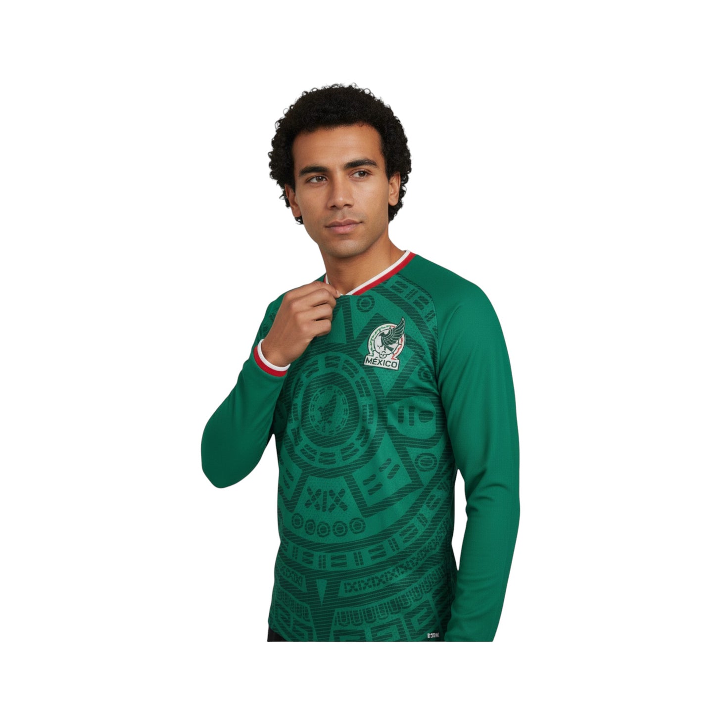 Jersey México Playera Local V. Jugador Verde Mundial Hombre Manga Larga